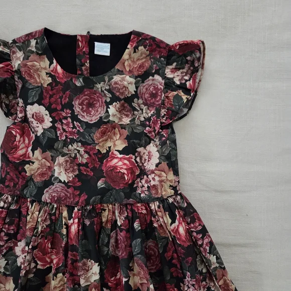 Edgehill Collection Pink and Red Dark Floral Dress Kids 6